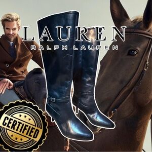 Lauren Ralph Lauren Black Leather Riding Boots – “Nellie” Style (MSRP $250+)​